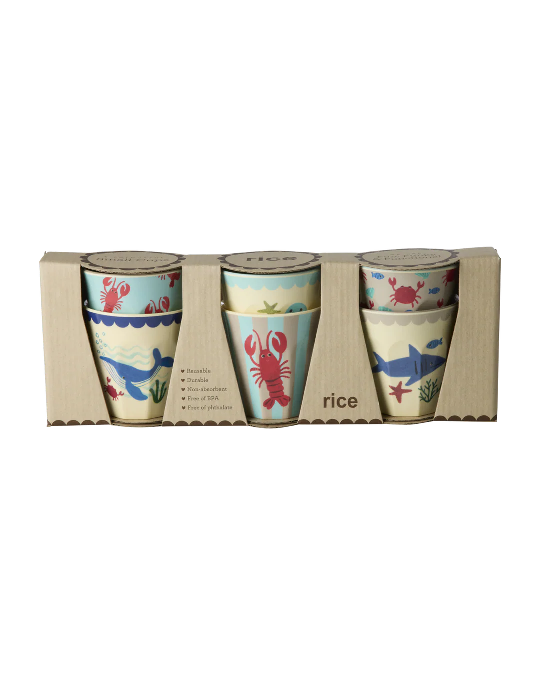 Kleine Becher - Blau - Ocean Print - 6er Pack Rice