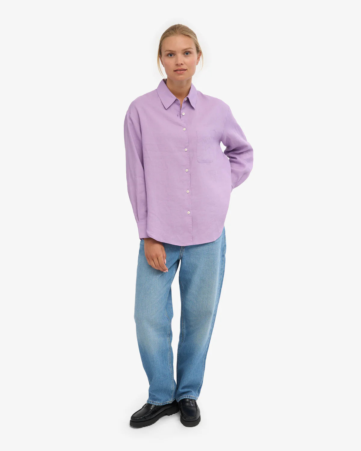 Linen Oversized Shirt - Soft Lavender
