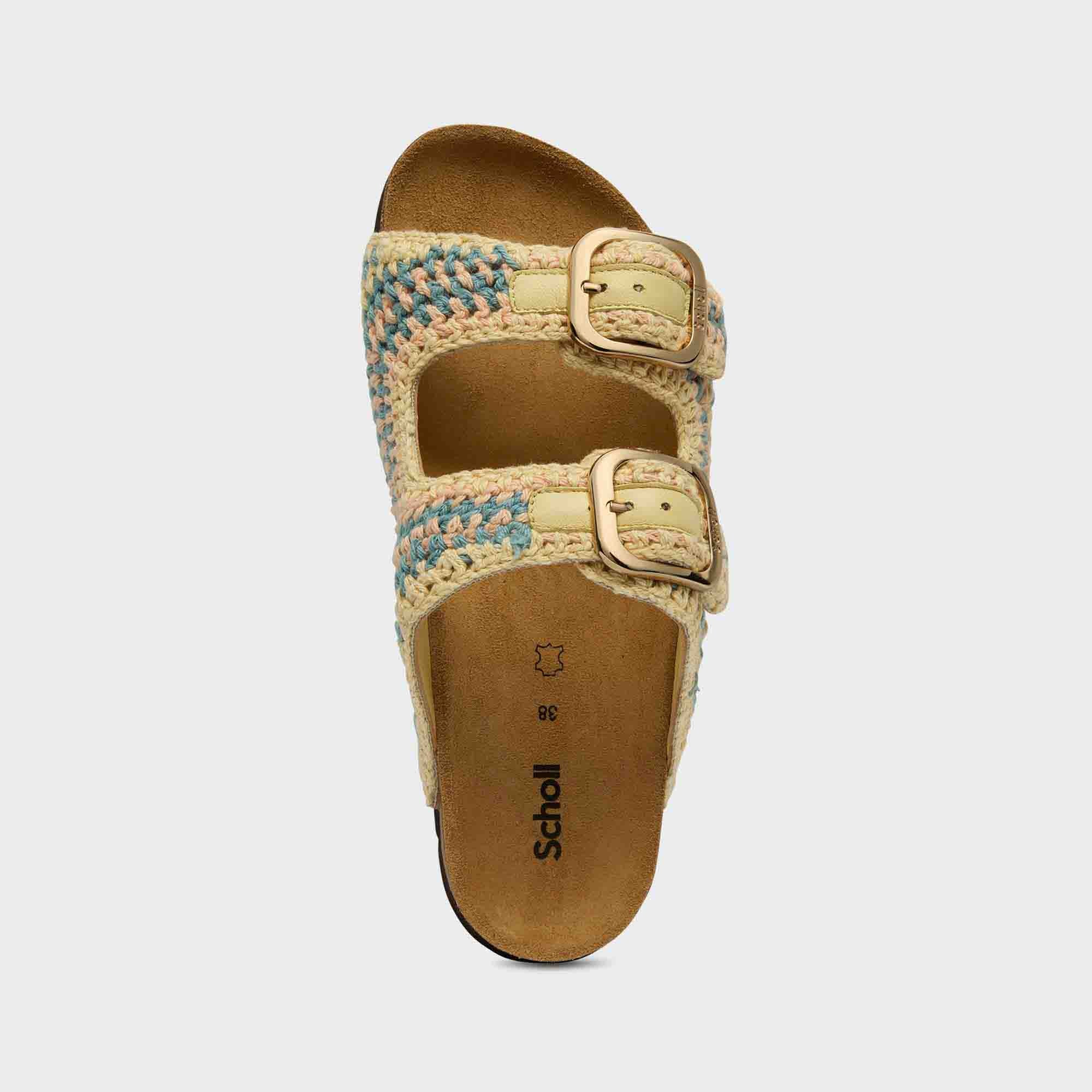 Schlappen Scholl Noelle Lt yellow/ Petrol/ Nude