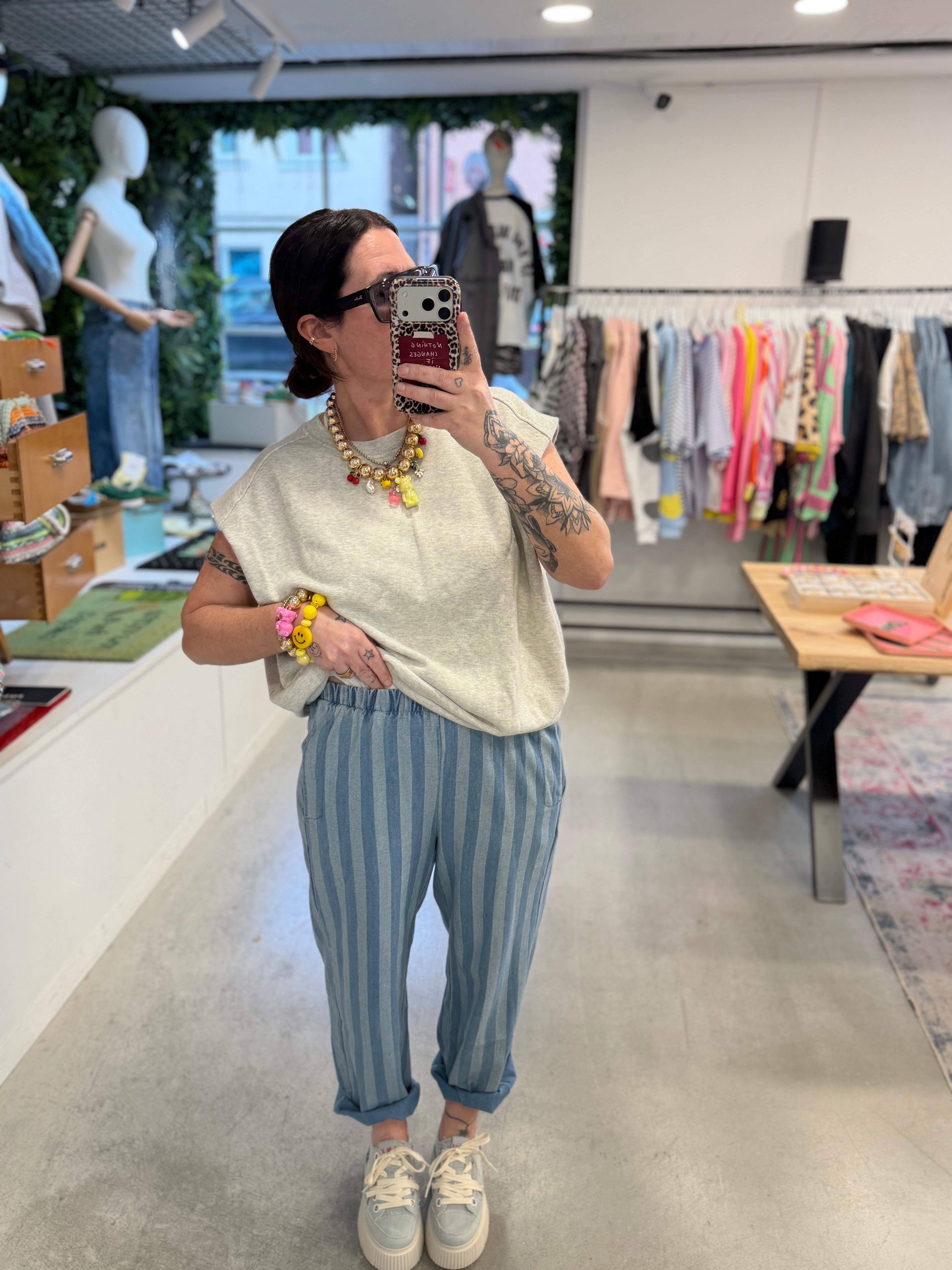 Hose Denim Stipe Light Blue