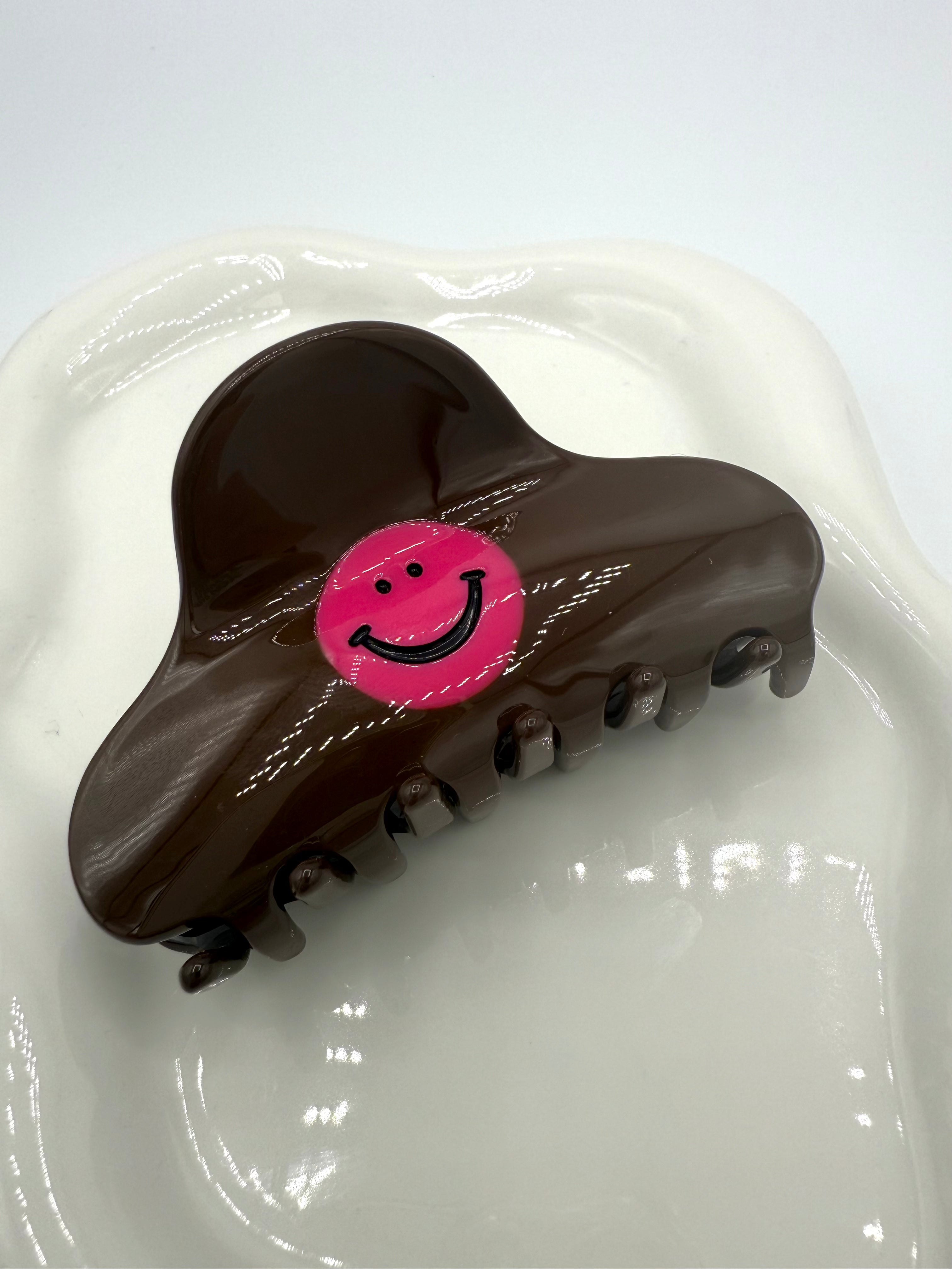 Haarklammer Smiley choco