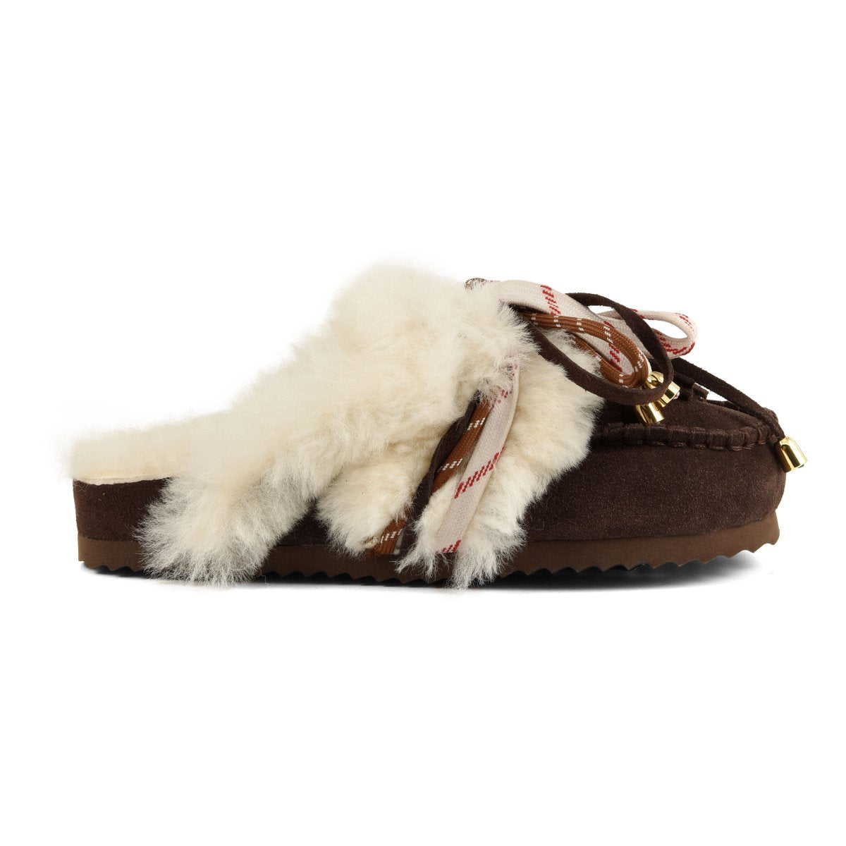 Colors Of California SLOFI SHEEPSKIN Leather clog with shearling lining Chocolate