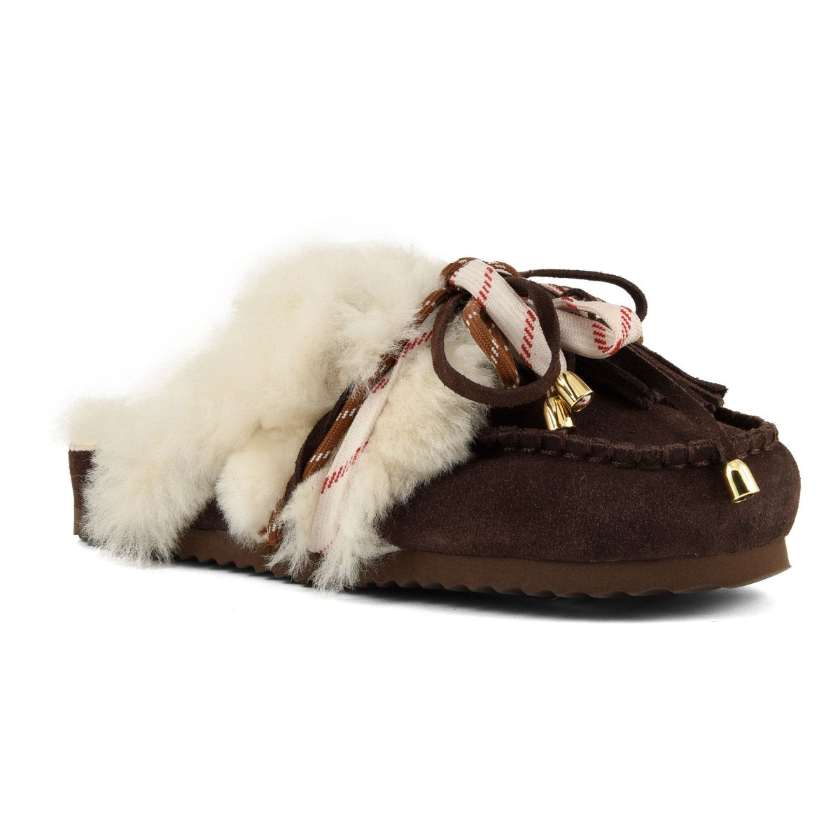 Colors Of California SLOFI SHEEPSKIN Leather clog with shearling lining Chocolate