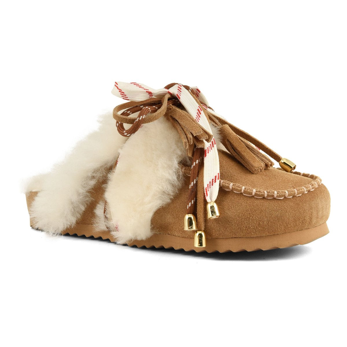 Colors Of California SLOFI SHEEPSKIN Leather clog with shearling lining Tan