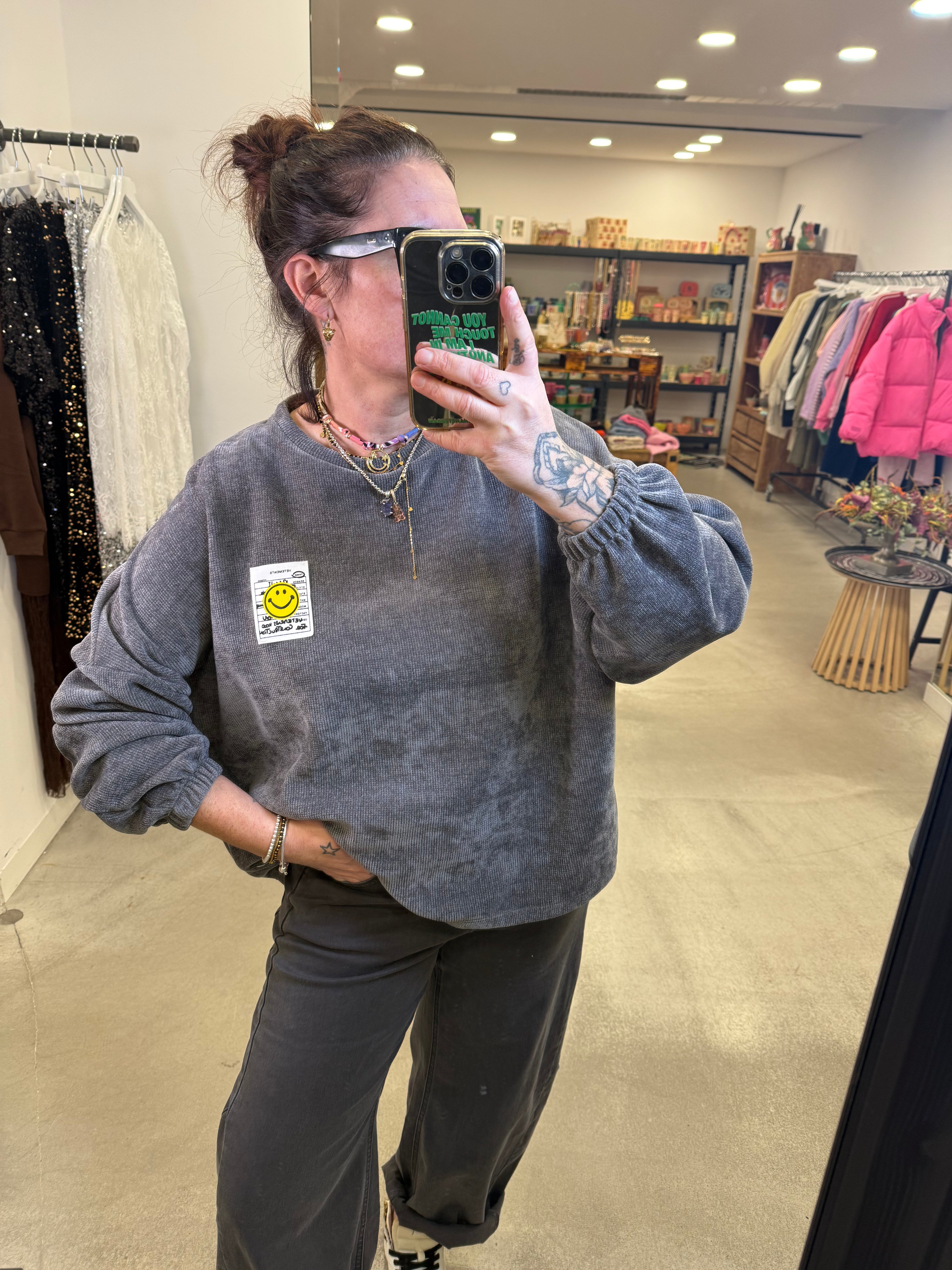 Pullover Samt Smiley