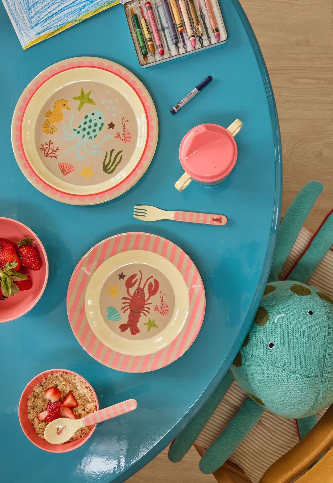 Rice Kinderschüssel - Koralle - Ocean Print