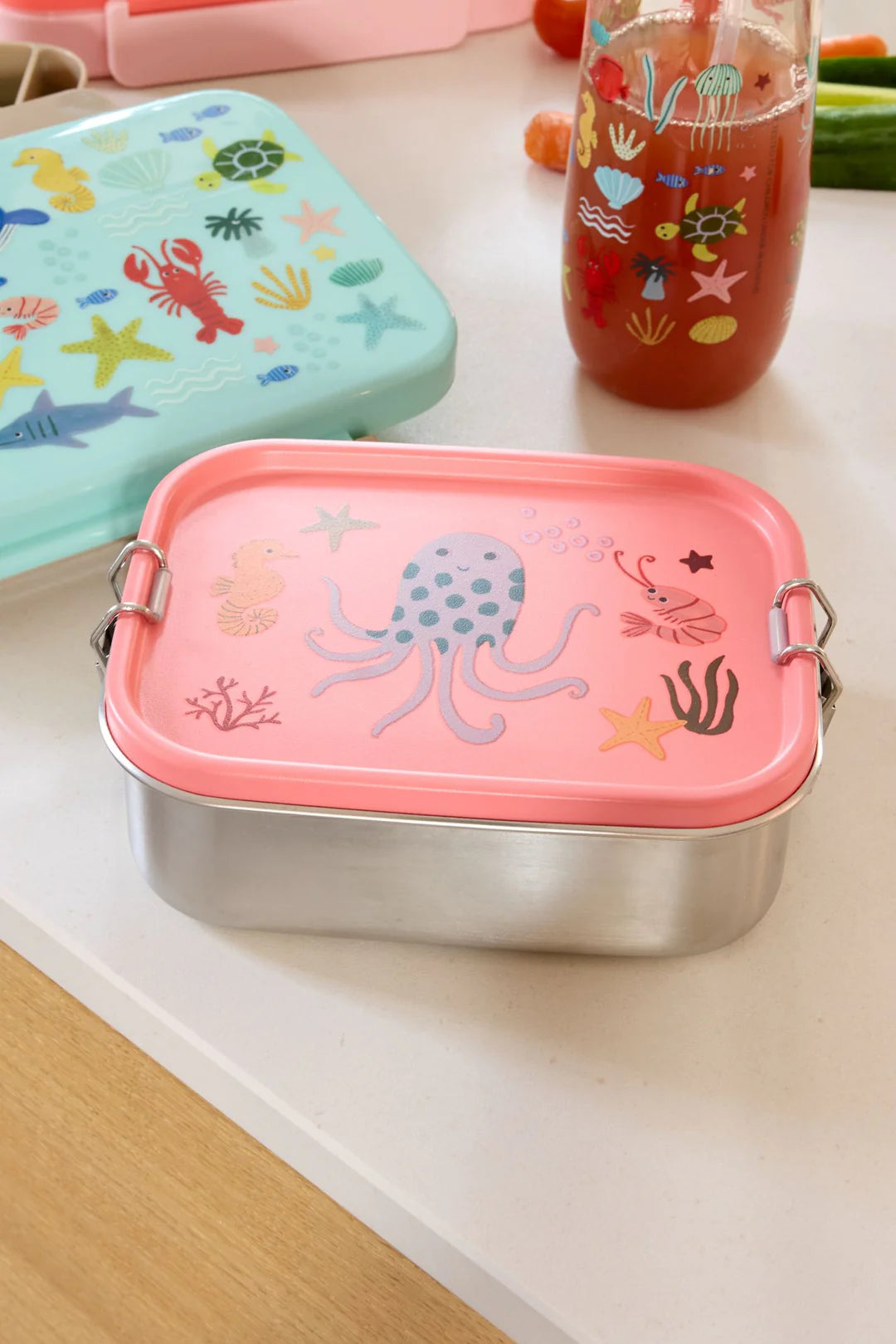 Rice Kleine Rostfreier Stahl Brotdose - Koralle - Ocean Print