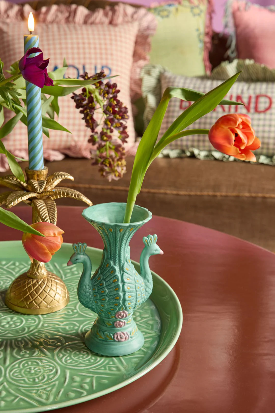 Rice Pfau Keramik Vase - Grün