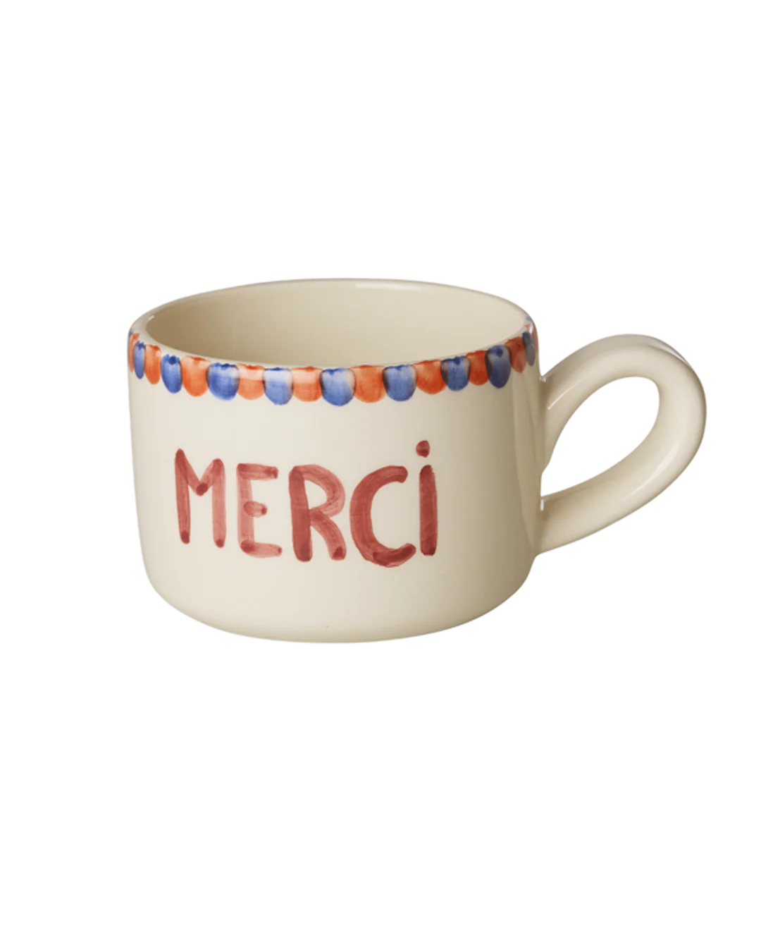 Rice Keramik Cappuccino Tasse - Weiß - Hand-painted MERCI