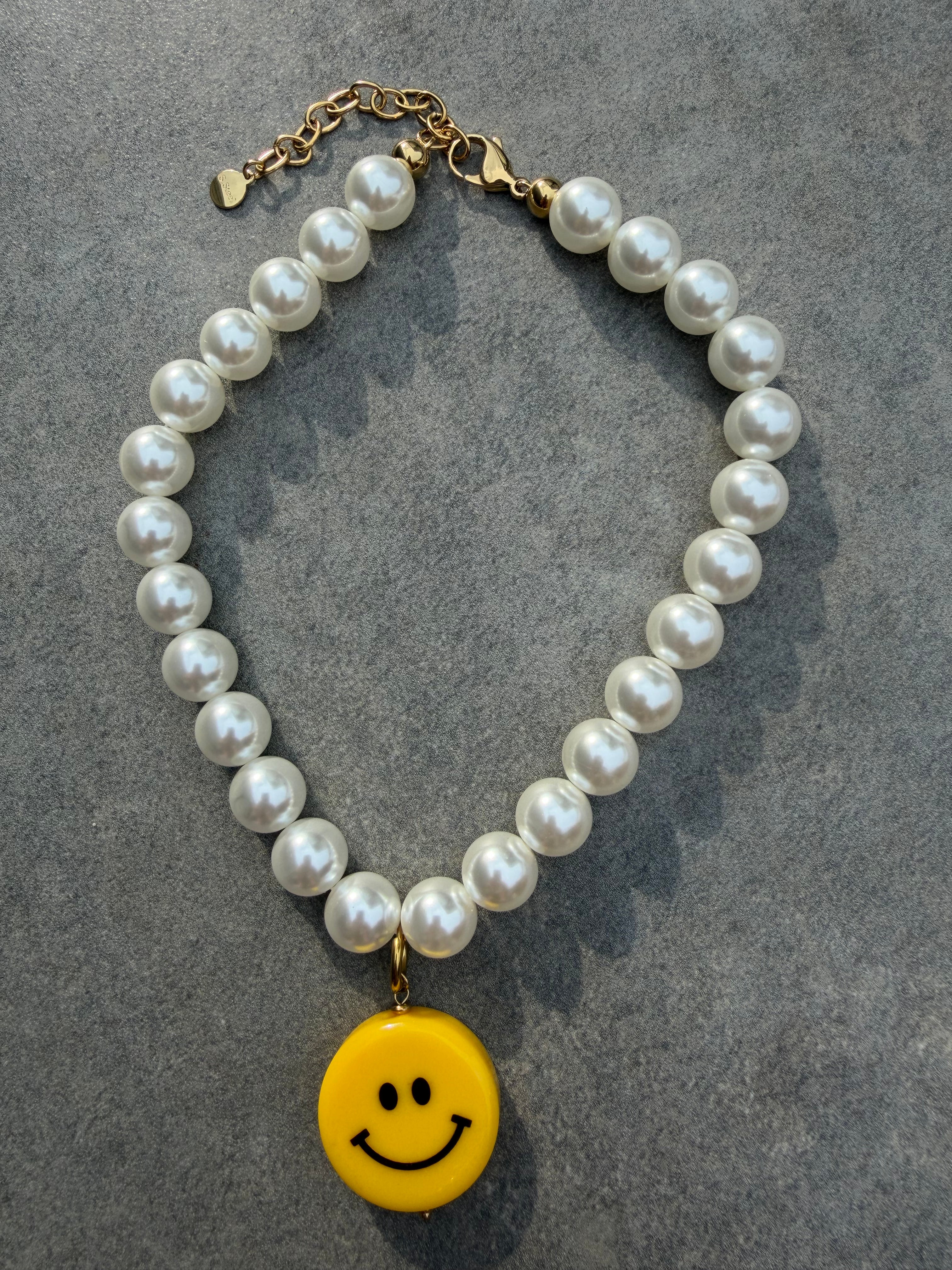 Kette Pearl yellow Smiley