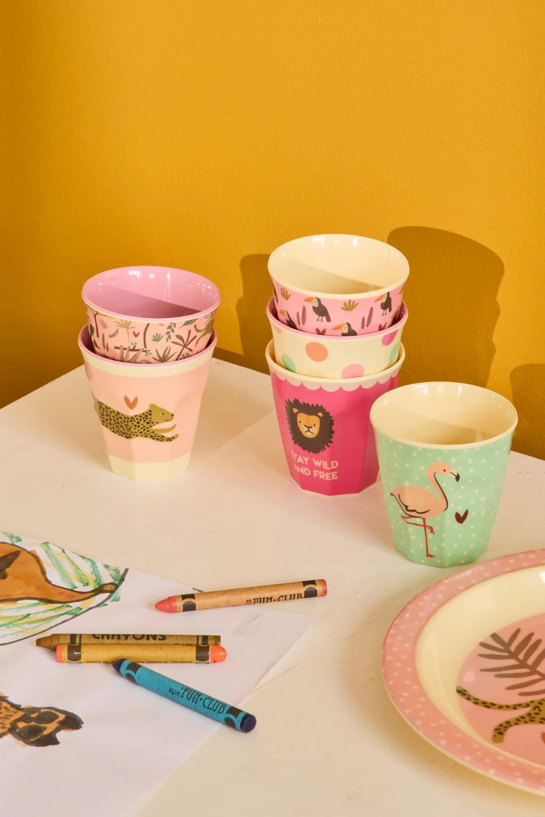 Rice Kleine Kinderbecher - Pink - Jungle Print - 6er Pack