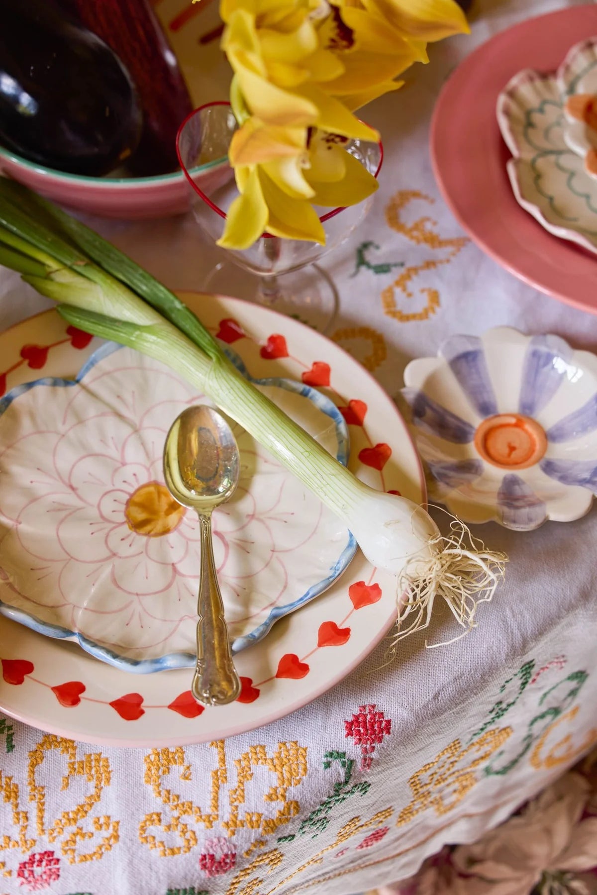 RICE Keramik Beilagenteller Flower