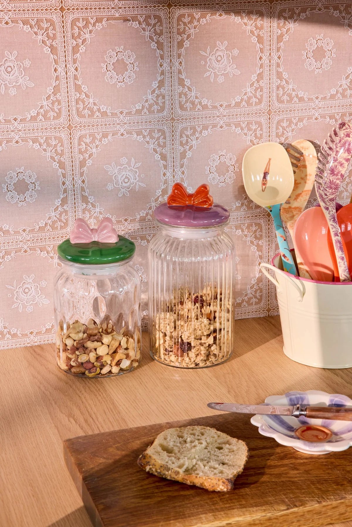 Rice Mittelgroße Schleife Glas- Grün