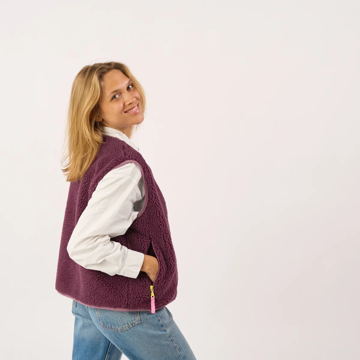 Weste Zip plum