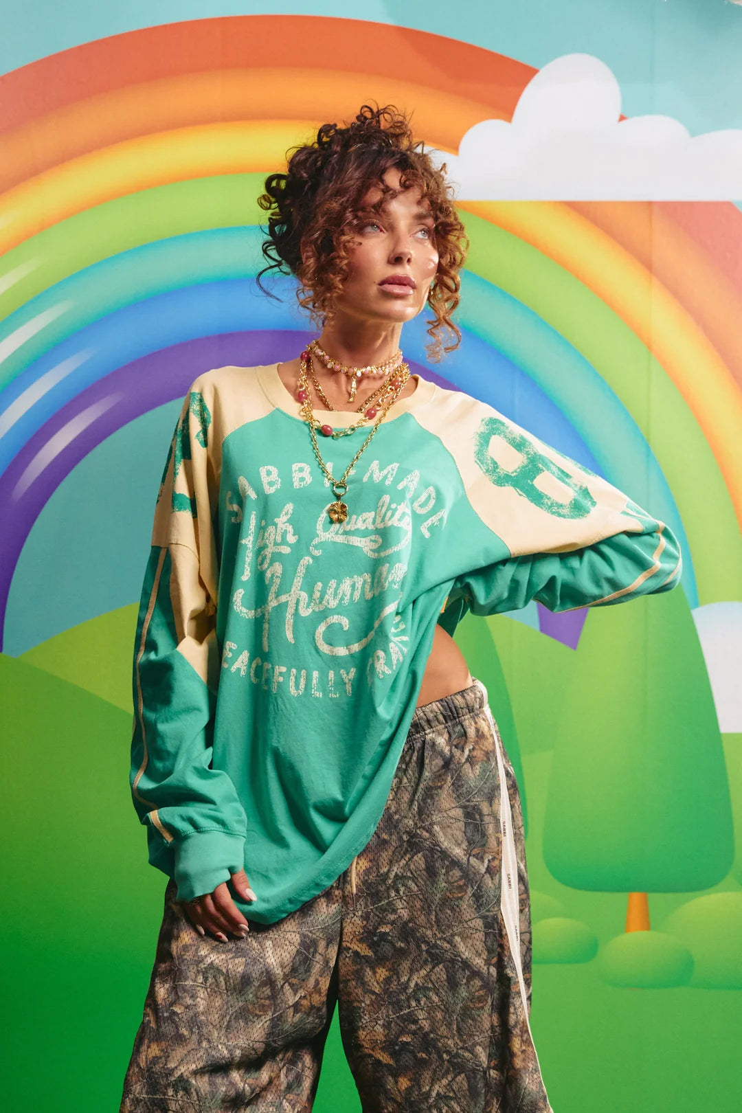 Sabbi HUMAN LONG SLEEVE TEE - GREEN