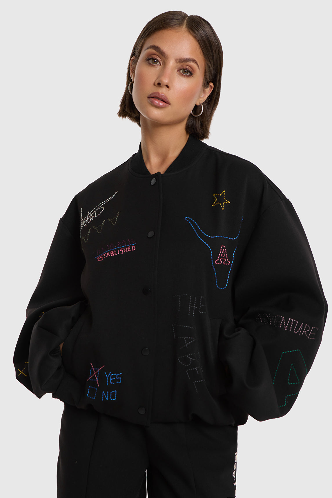 ALIX The Label Artwork Bomber in Schwarz – Ansicht 3