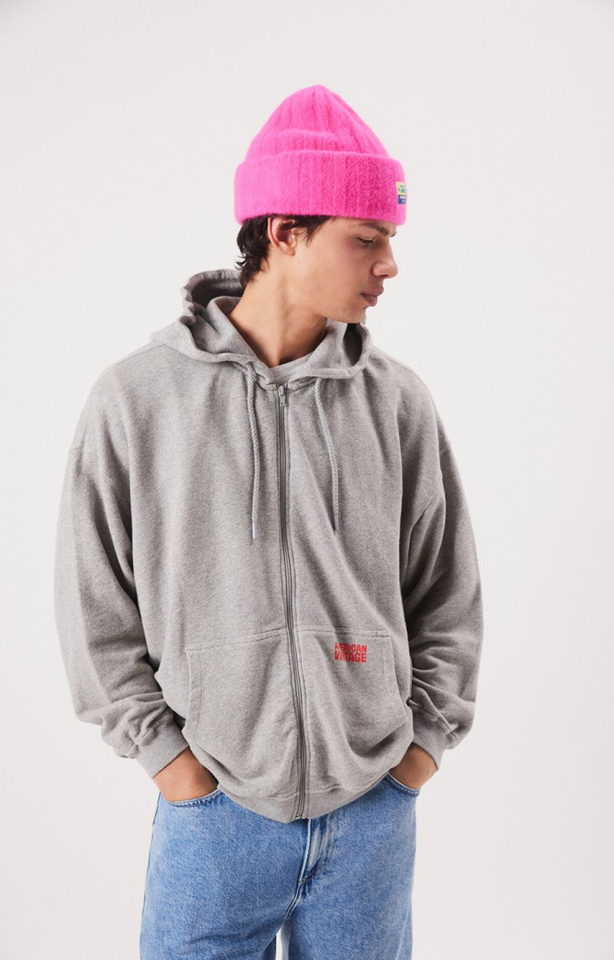 American Vintage Mütze Vitow in Neon Pink meliert
