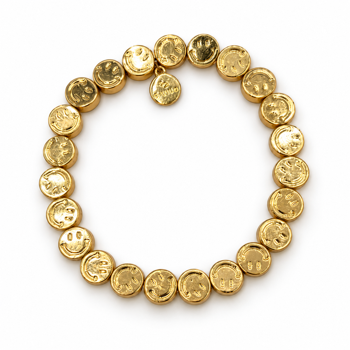 Goldfarbenes Armband mit Smiley-Münzperlen