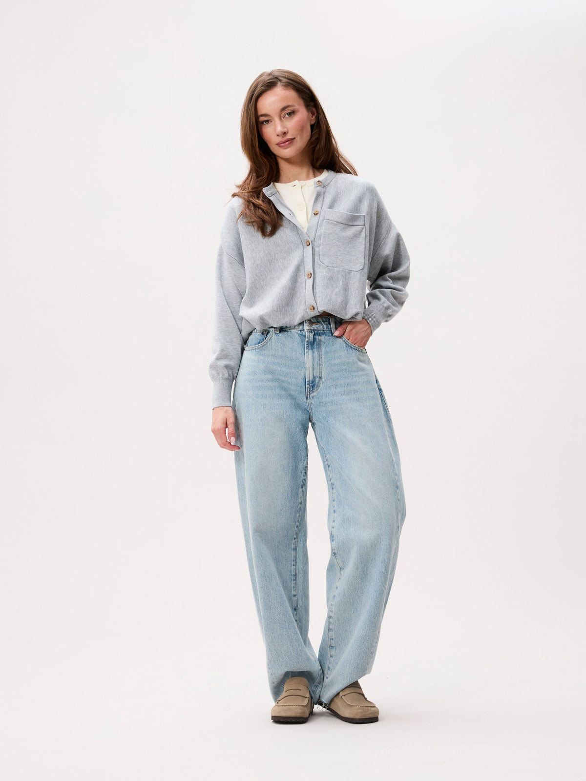 Catwalk Junkie Double Layer Cardigan – Grey Melange