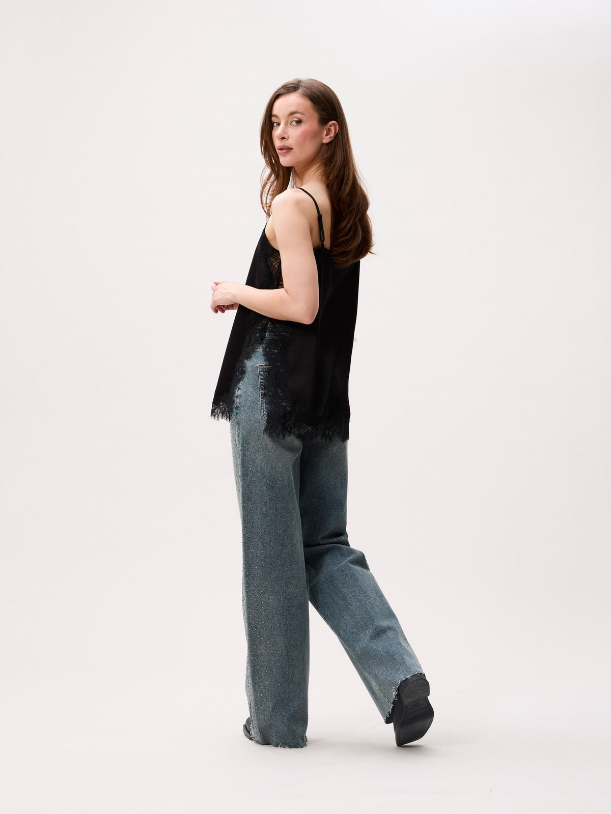 Catwalk Junkie Lace Spaghetti Top Schwarz – Herstellerbild