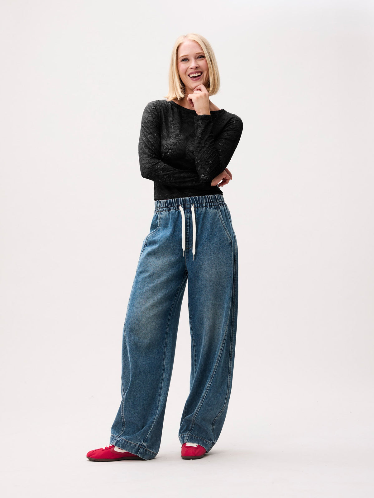 Catwalk Junkie Barrel Fit Jogger – Medium Blue