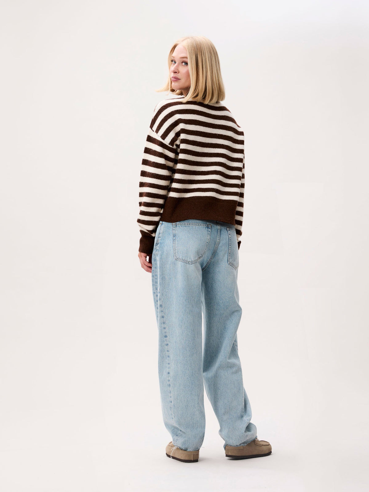Catwalk Junkie gestreifter Cardigan Brownie – Detailansicht