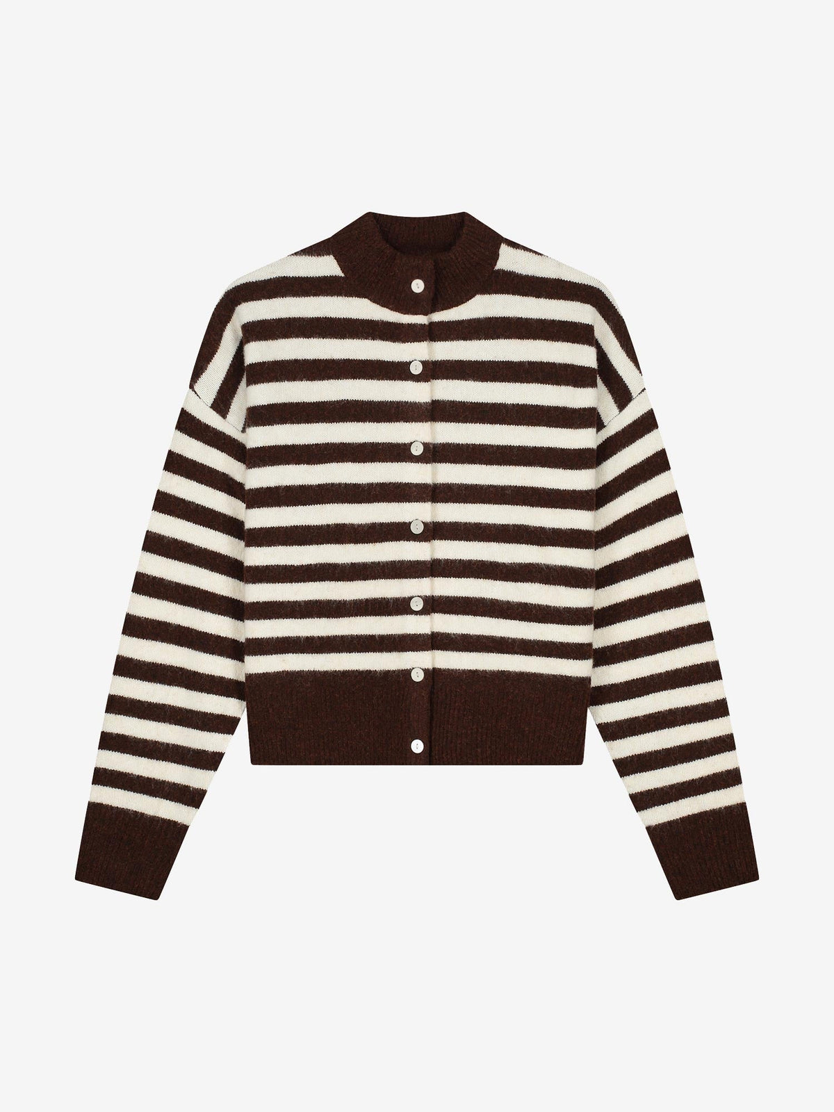 Catwalk Junkie gestreifter Cardigan Brownie – Modelansicht