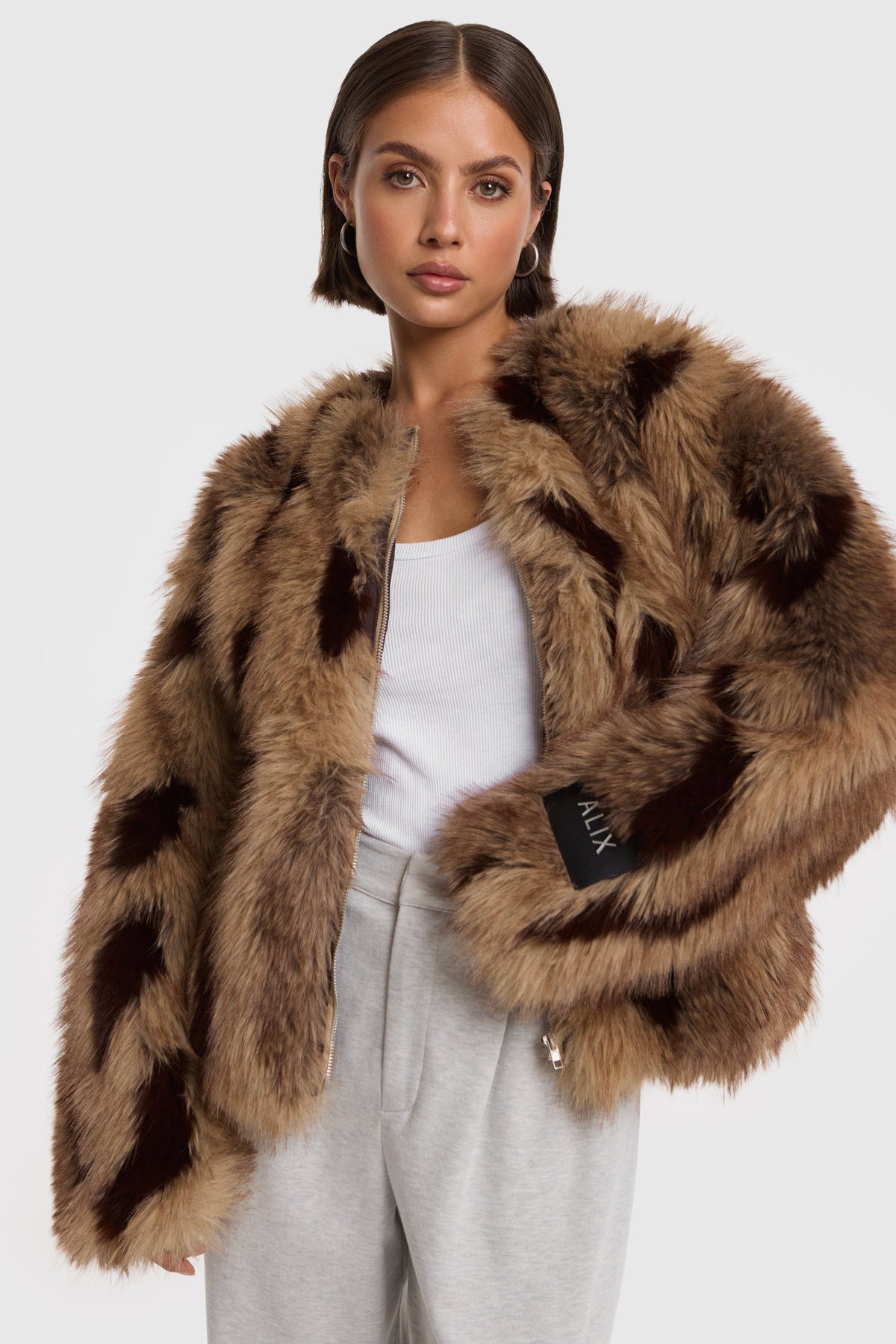 ALIX The Label Mix Faux Fur Coat – Camel – Ansicht 1