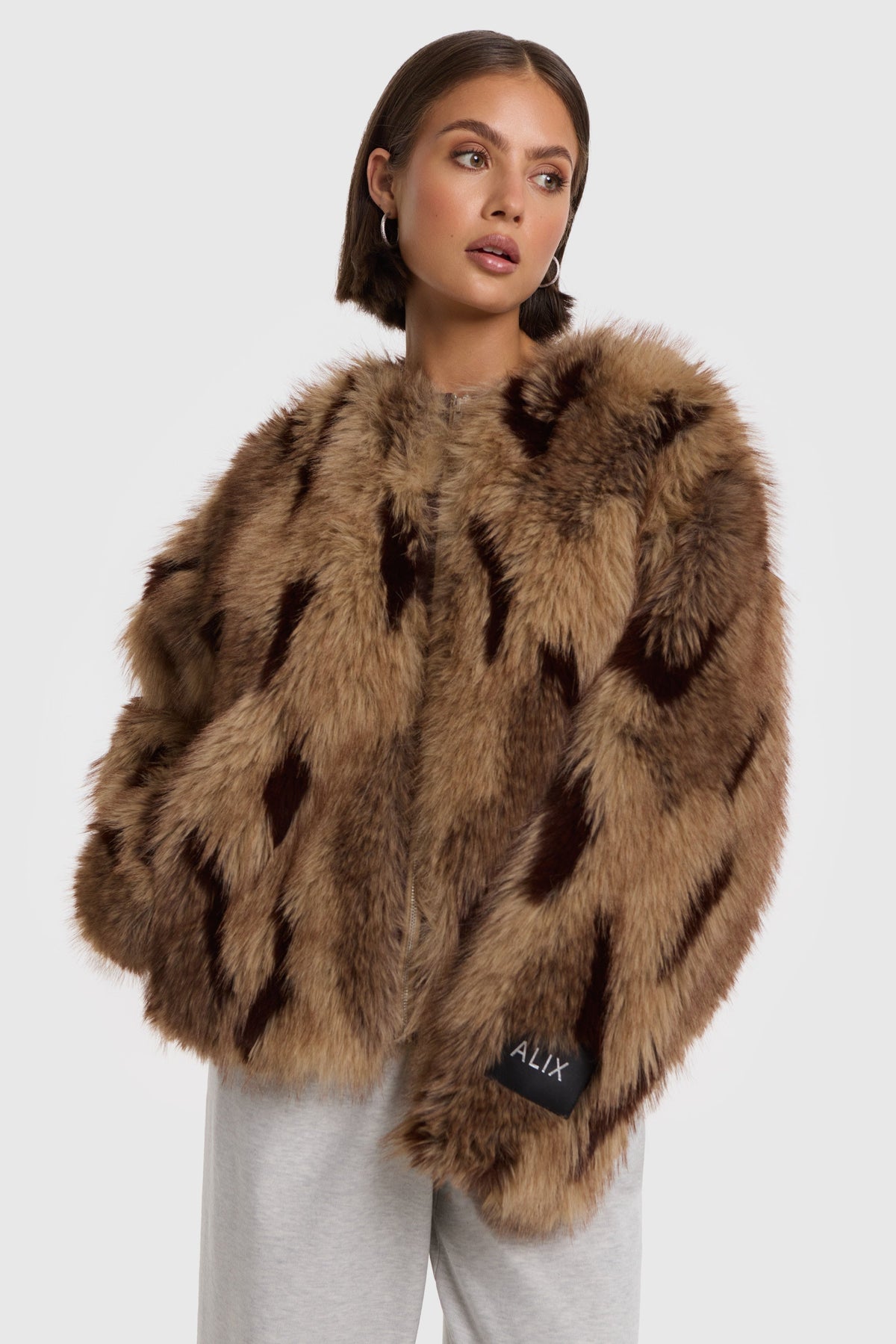 ALIX The Label Mix Faux Fur Coat – Camel – Ansicht 2