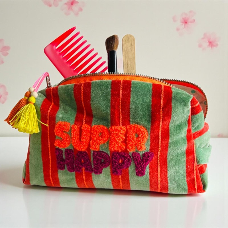 NOI Handmade Kosmetiktasche Velvet Pinstripe Super Happy M