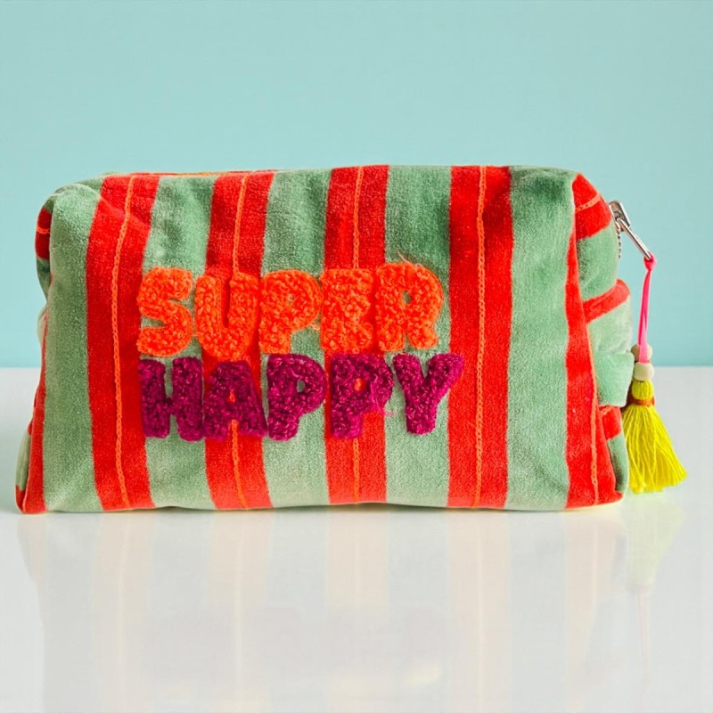 NOI Handmade Kosmetiktasche Velvet Pinstripe Super Happy M