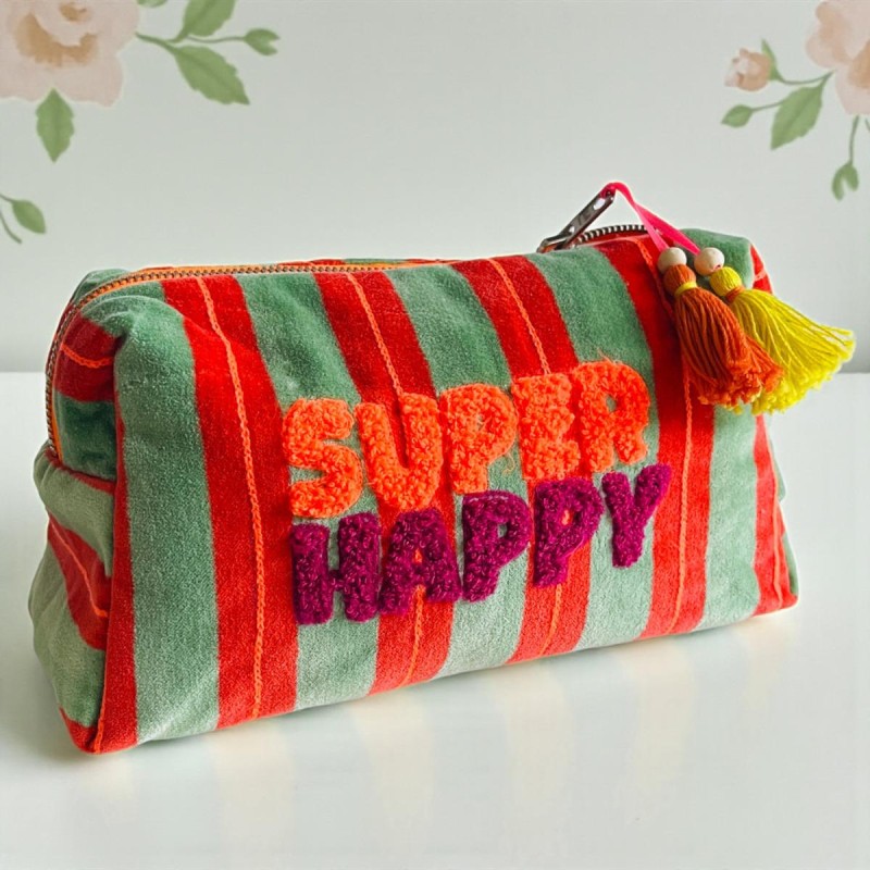 NOI Handmade Kosmetiktasche Velvet Pinstripe Super Happy M