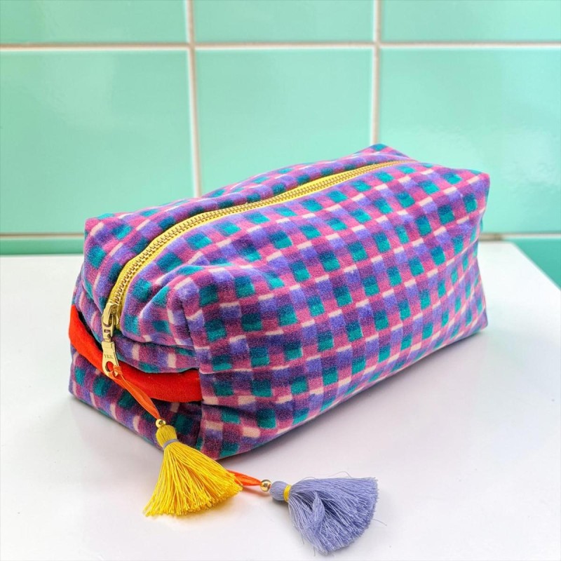NOI Handmade Kosmetiktasche Velvet Check Mirror XL
