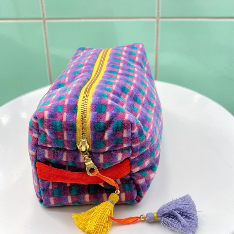 NOI Handmade Kosmetiktasche Velvet Check Mirror XL