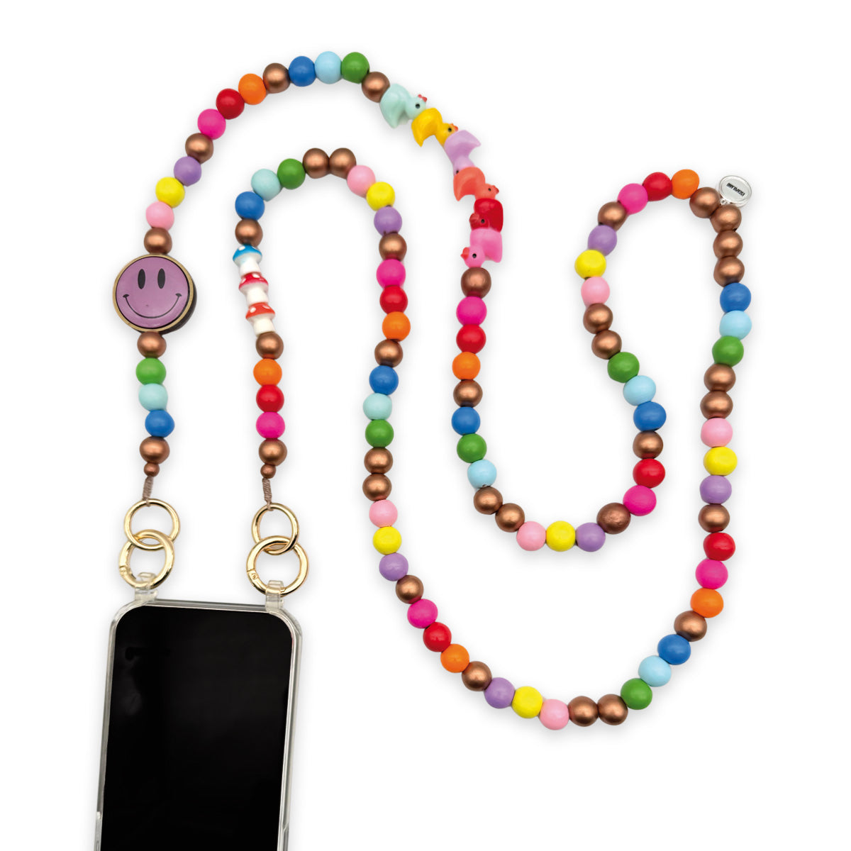 Escapulario Handykette Smile Ente Pilz Bunt Mix