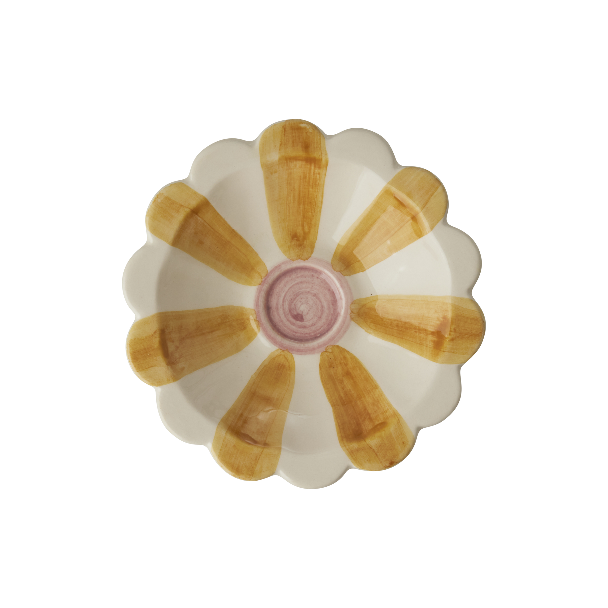Rice kleines Keramik-Dipschälchen mit gelben Streifen