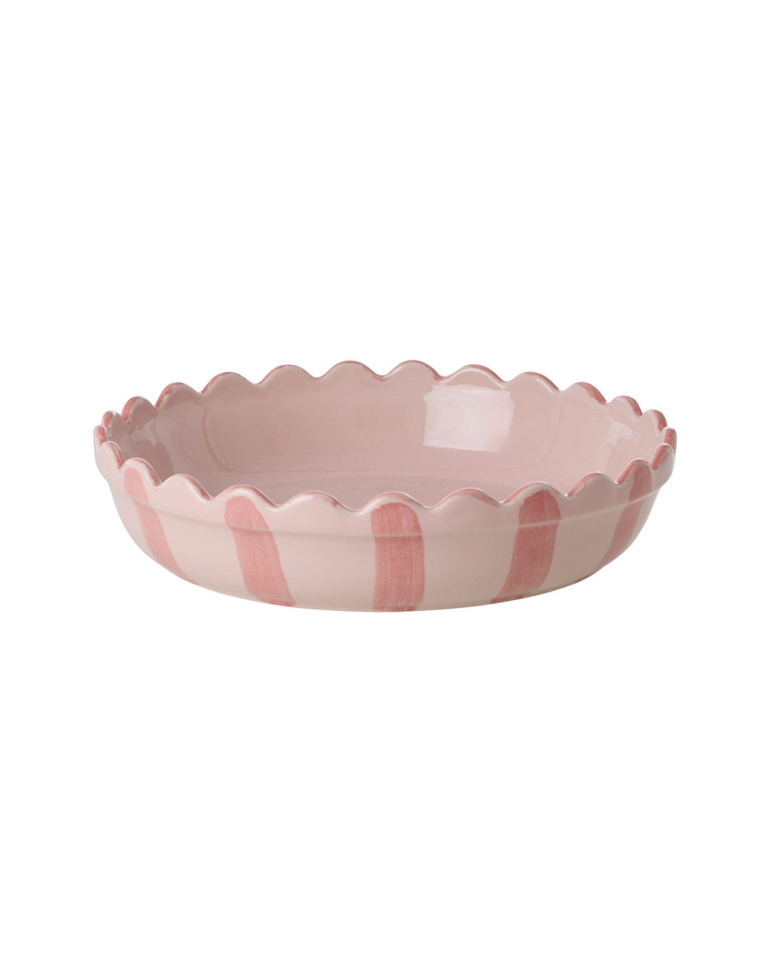 Rice kleine runde Steingut-Kuchenform in Pink mit Korallstreifen