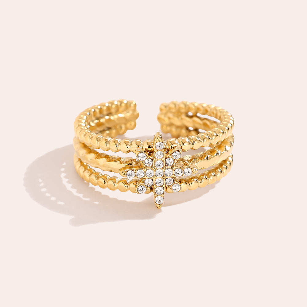 Sternenring Dreireihig – Gold