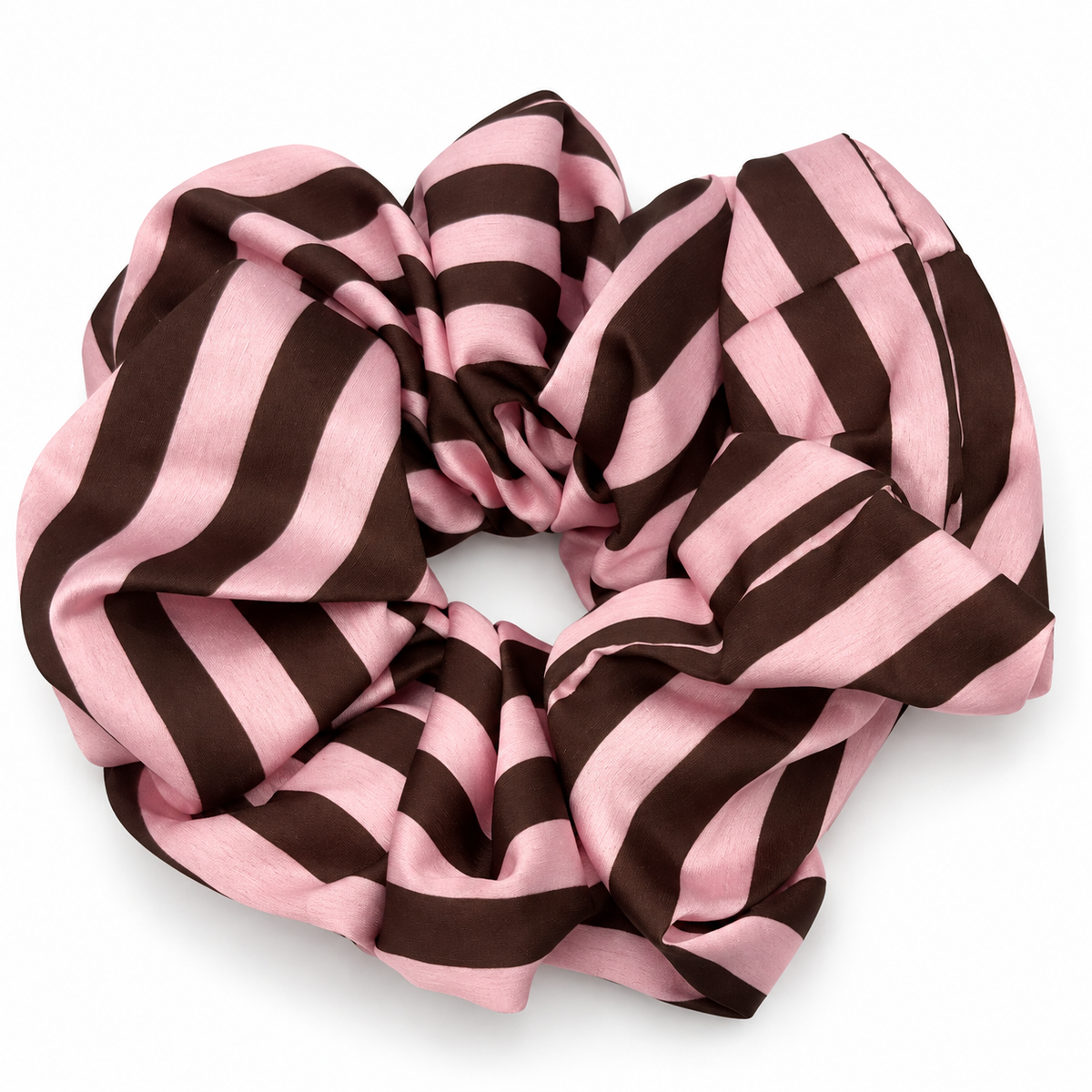 Gestreifter Scrunchie in Rosa und Braun