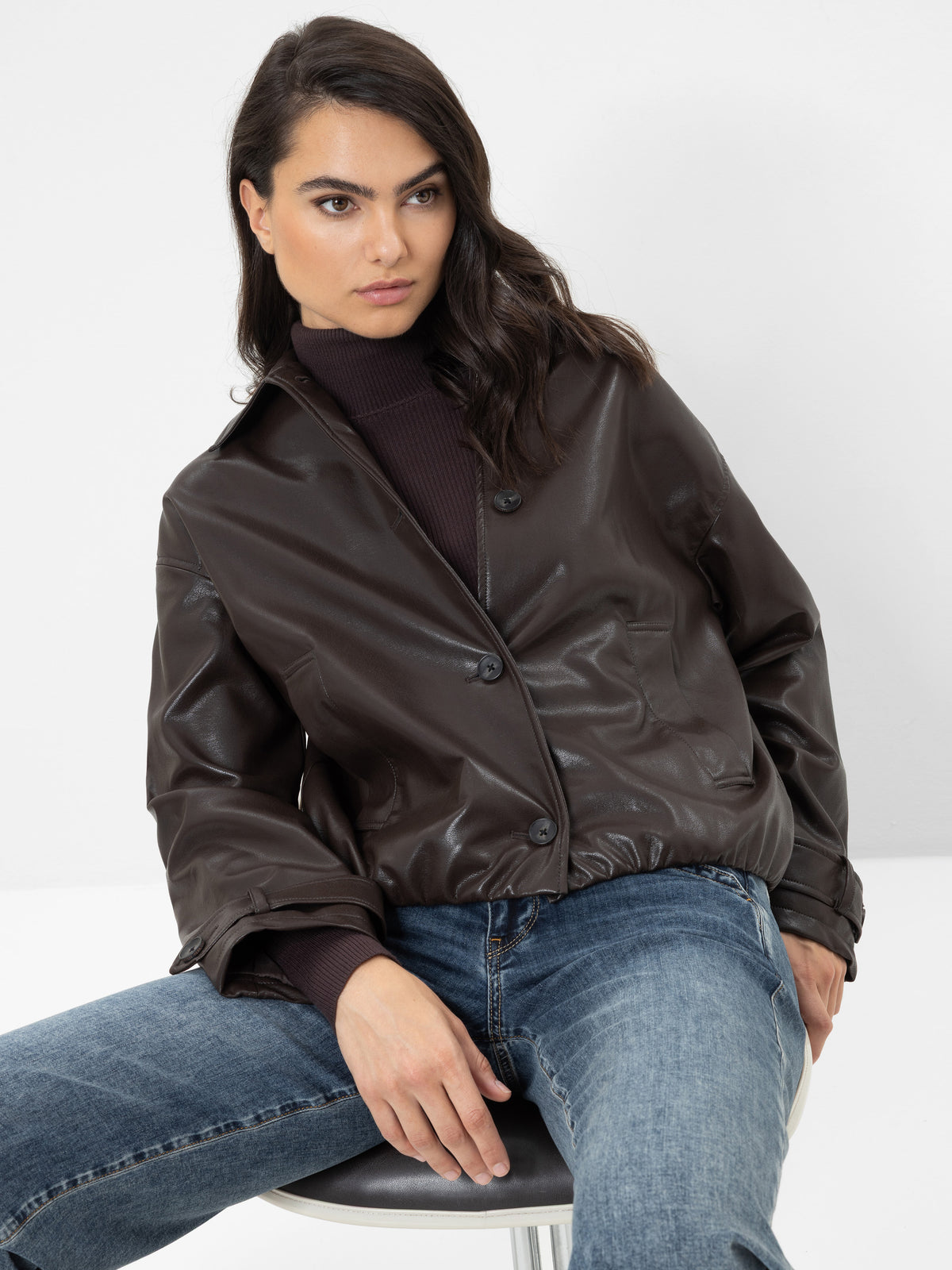 Herrlicher Vanna Jacke in Deep Brown – Frontansicht