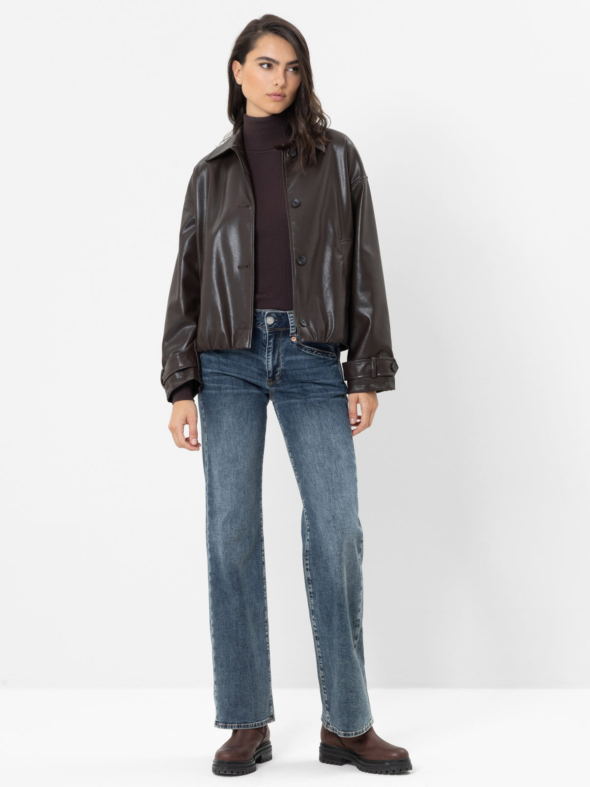 Herrlicher Vanna Jacke in Deep Brown – kompletter Look