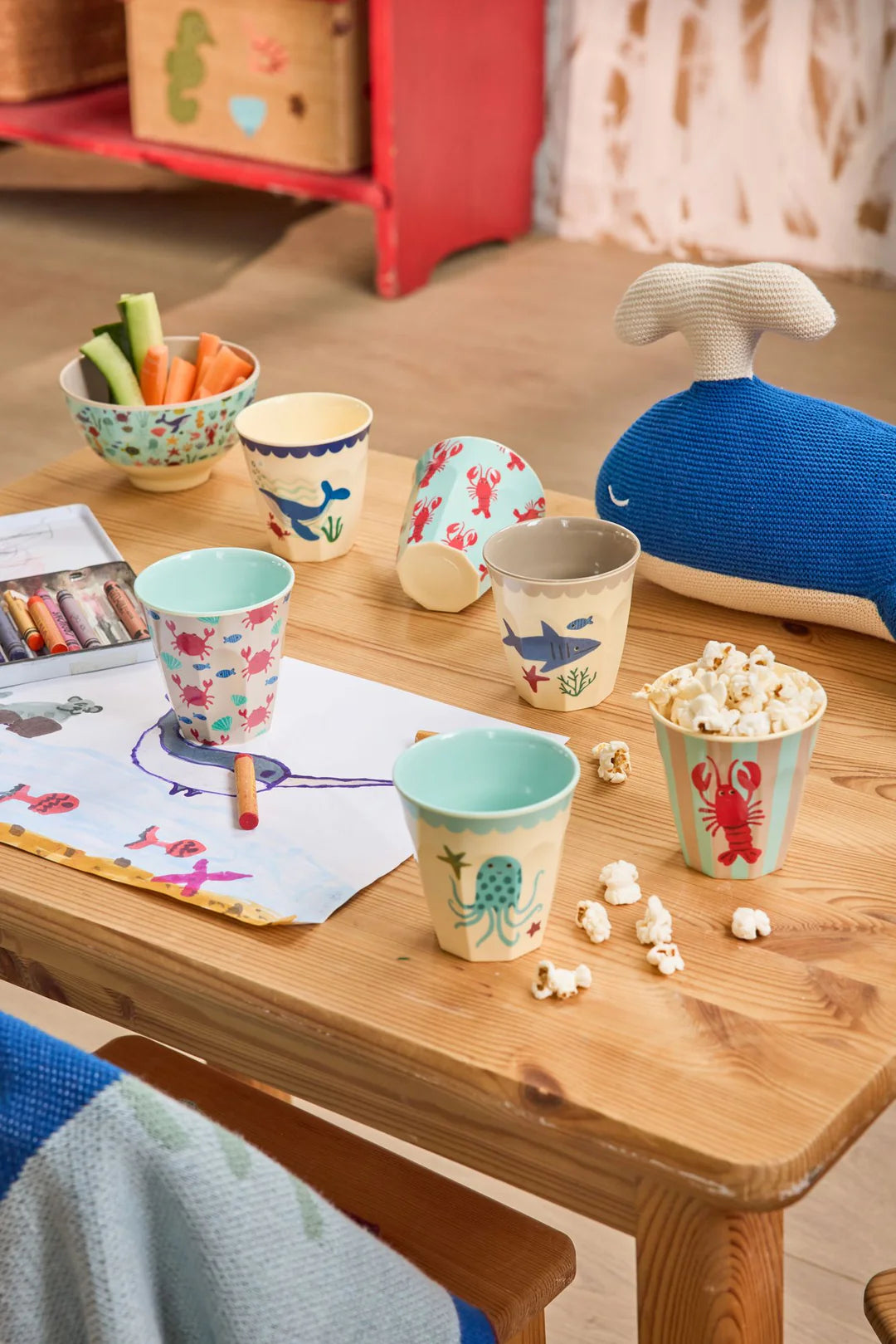 Kleine Becher - Blau - Ocean Print - 6er Pack Rice