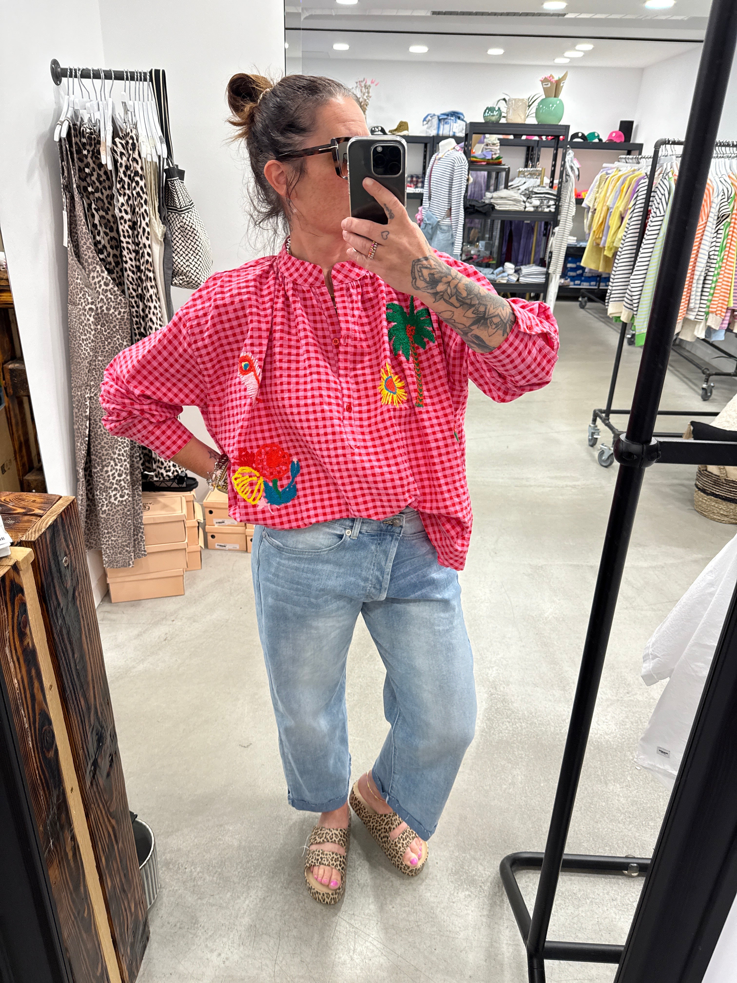 Bluse kariert Details