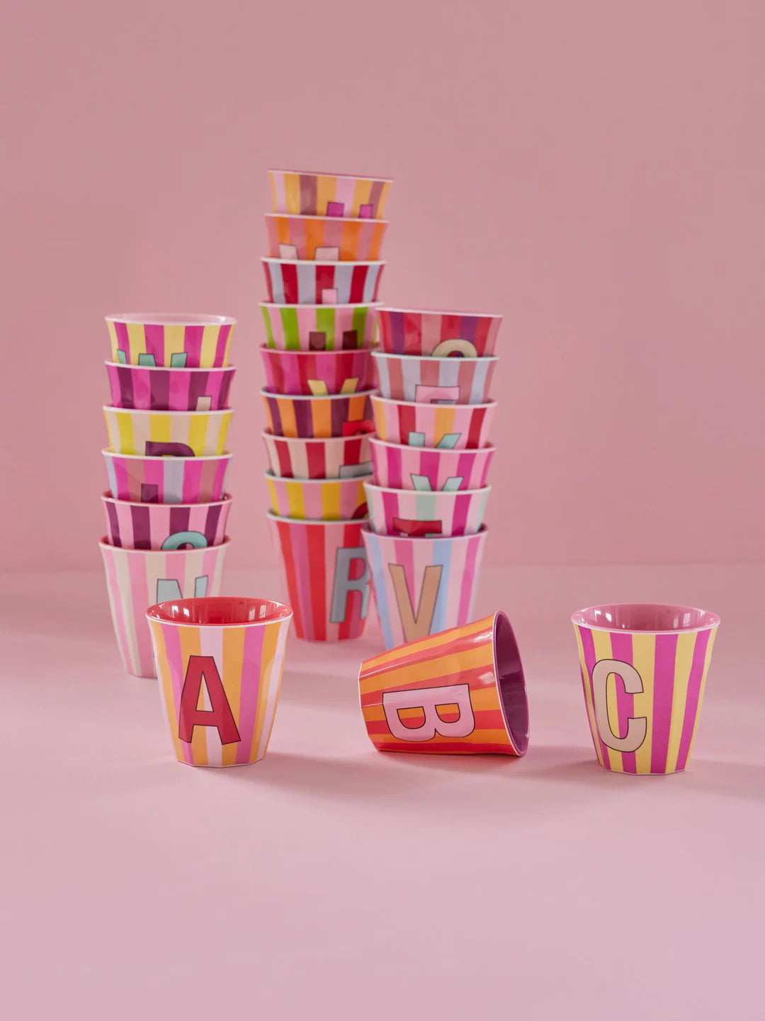Rice Becher A-Z Rosa Stripe