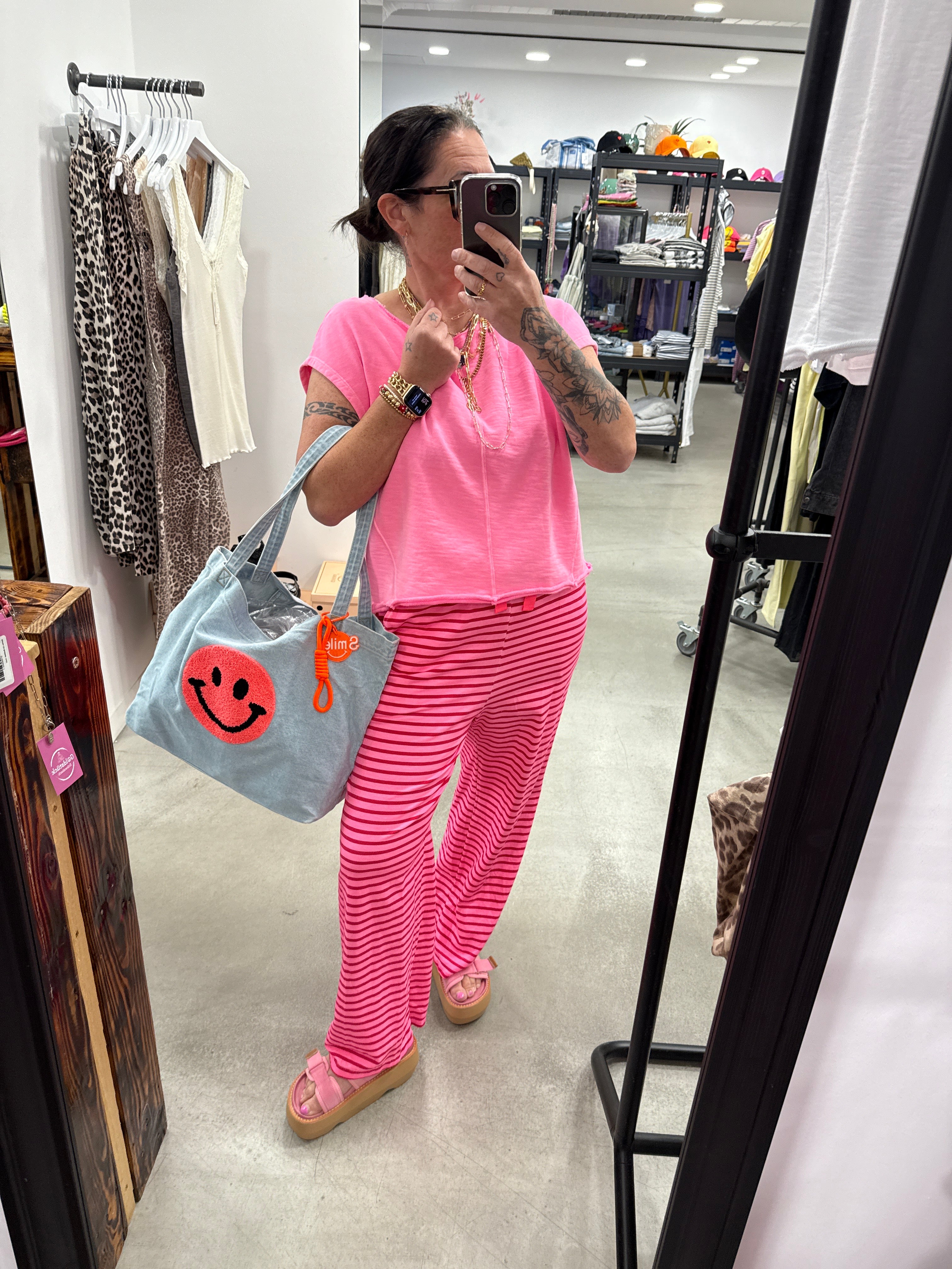 Hose red pink  Stripe
