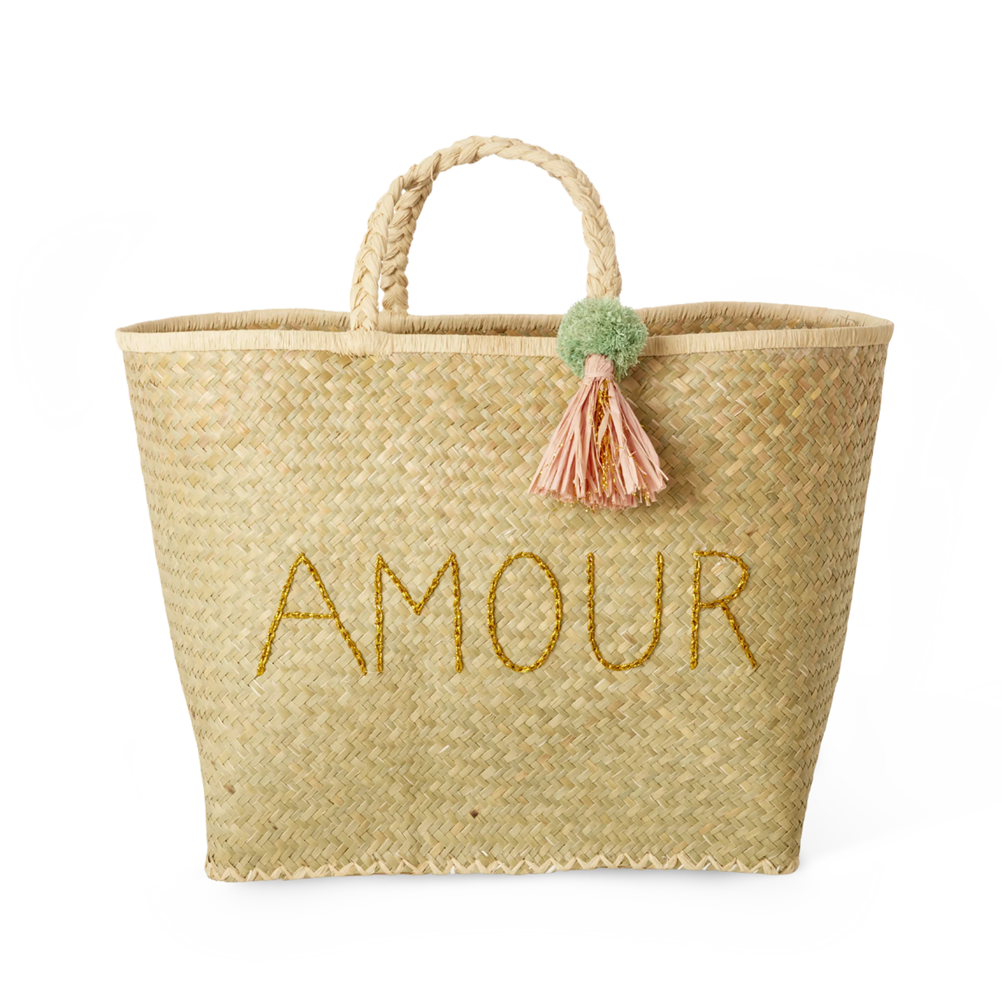 Rice Groß Raffia Tasche Amour
