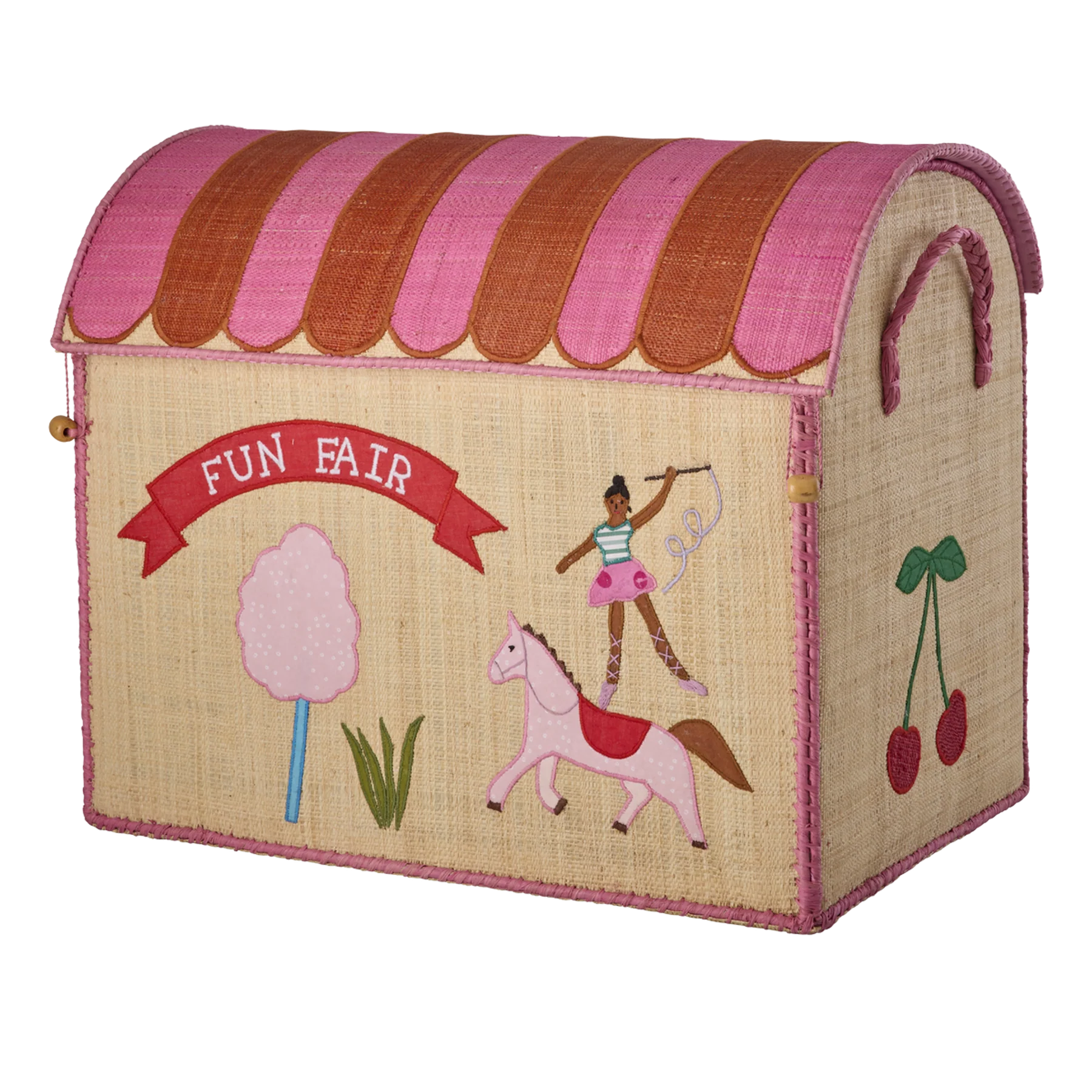 Rice Groß Raffia Aufbewahrungshaus Fun Fair Pink