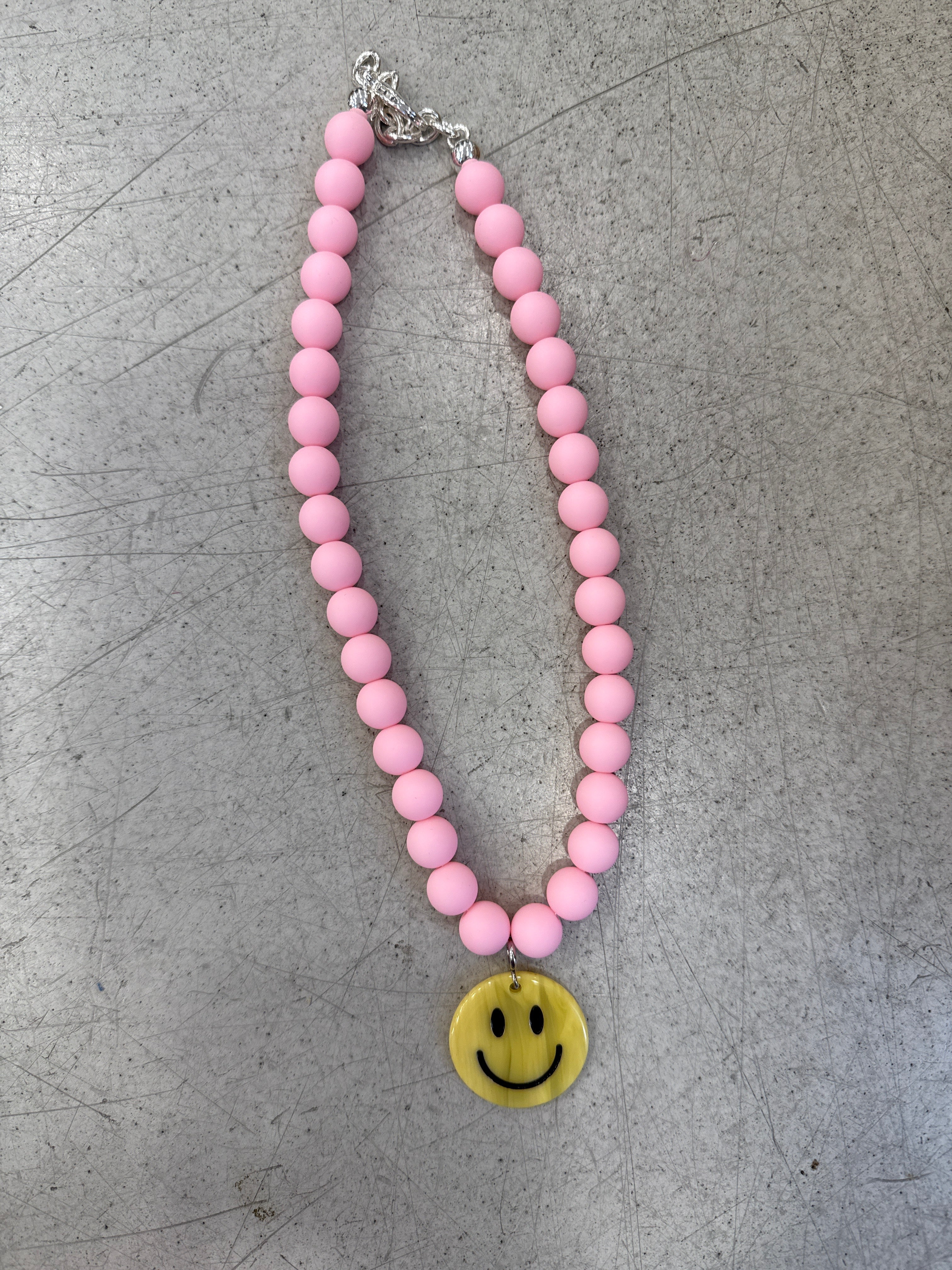 Kette rosa Smiley gelb