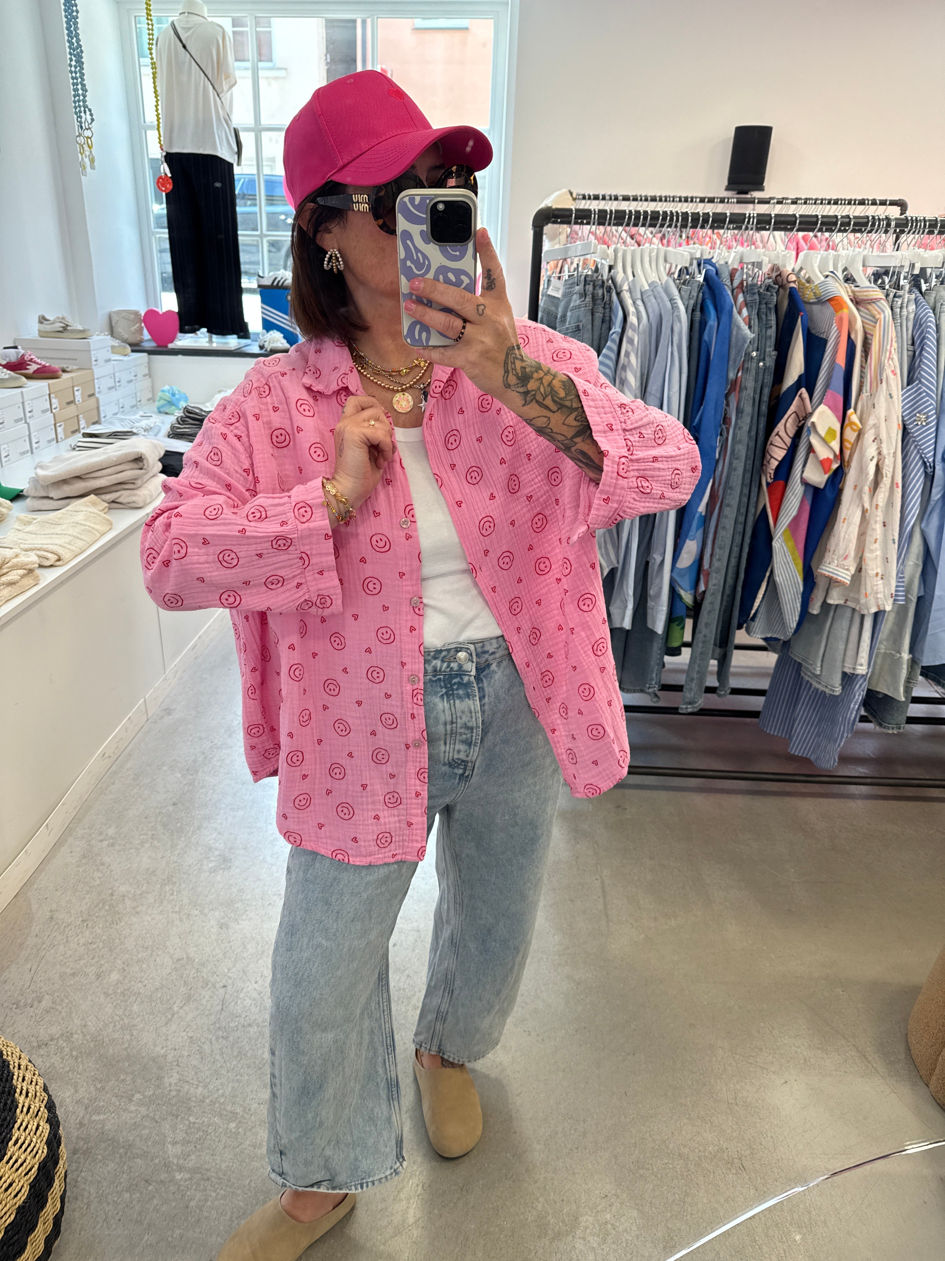 Bluse Musselin Smiley pink