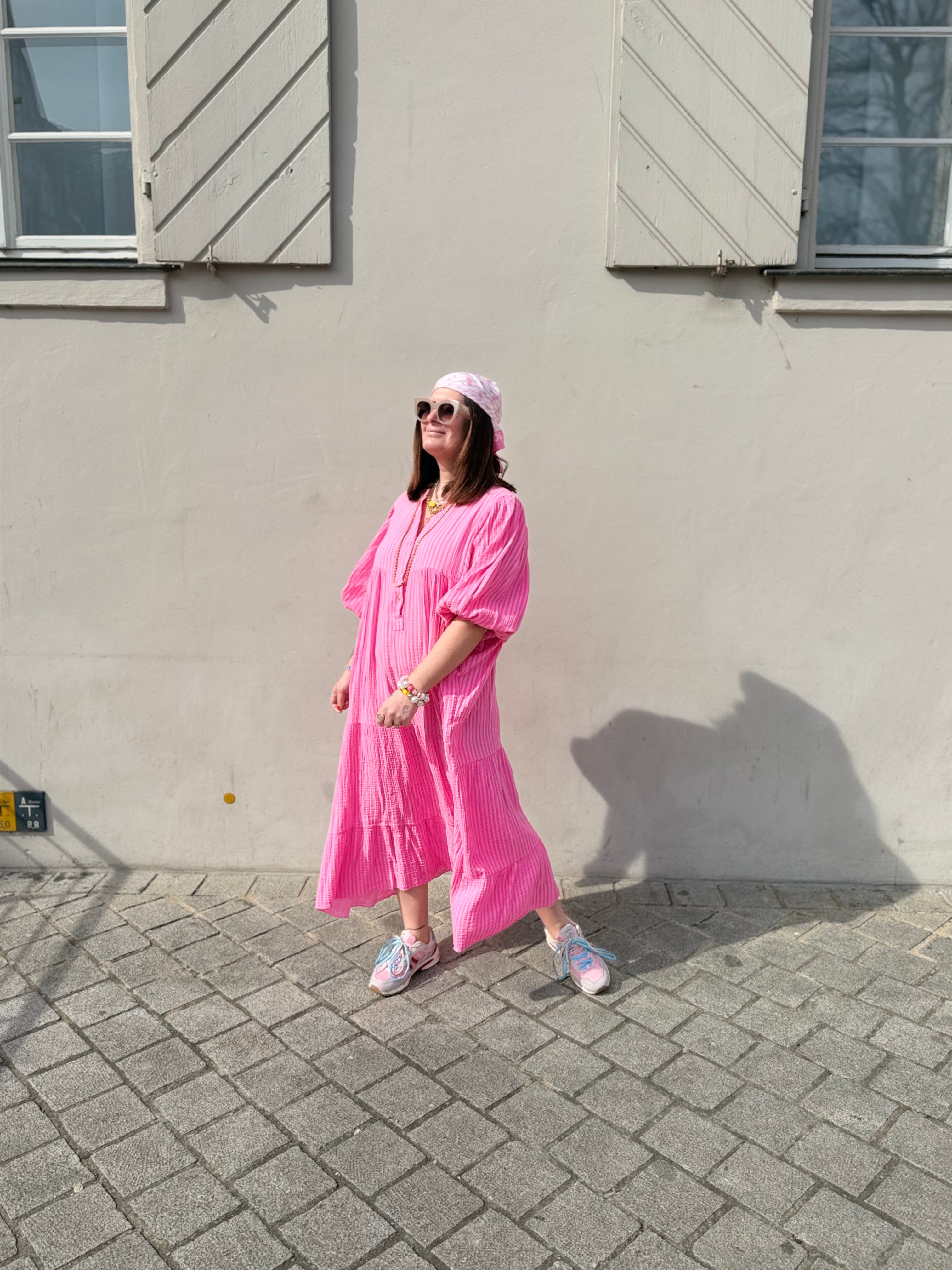 Kleid Musselin Stripe Pink